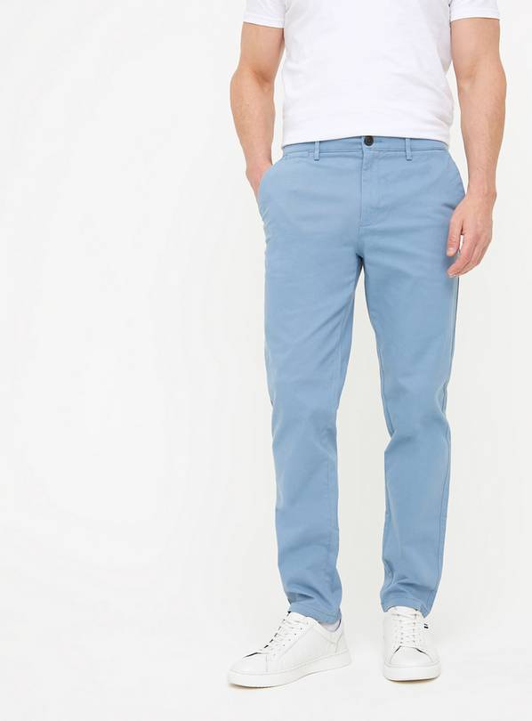 Light Blue Skinny Fit Chino Trousers  34R